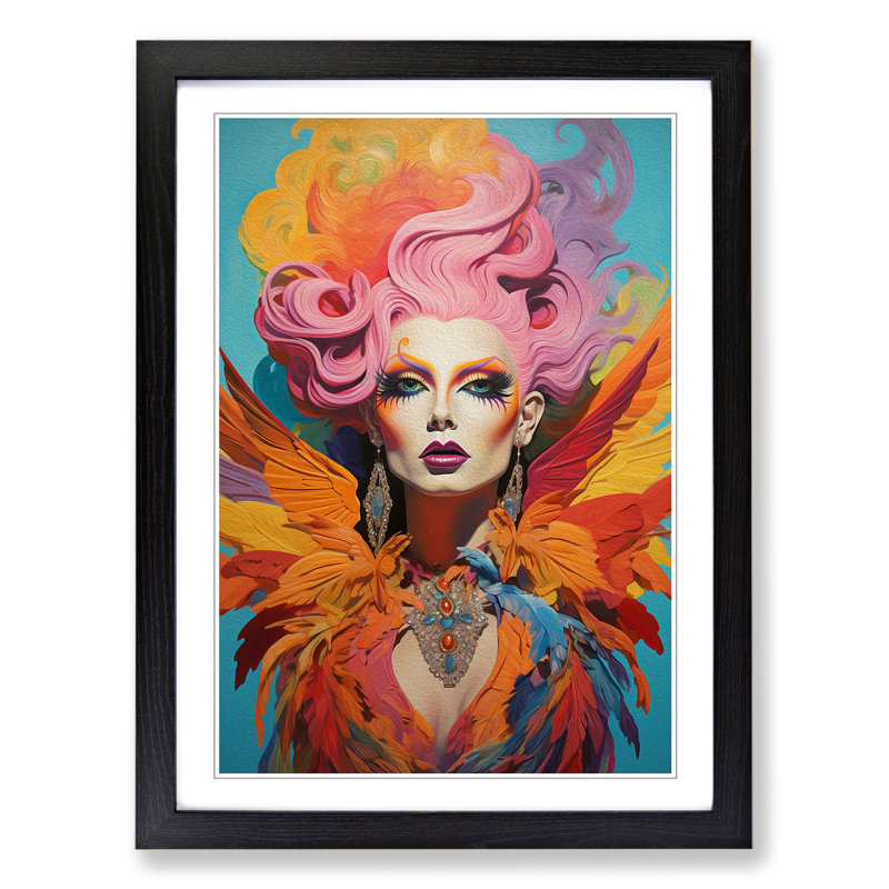 Drag Queen Symbolism - Single Picture Frame Print on Wood, Black Framed, 46cm H x 34cm W