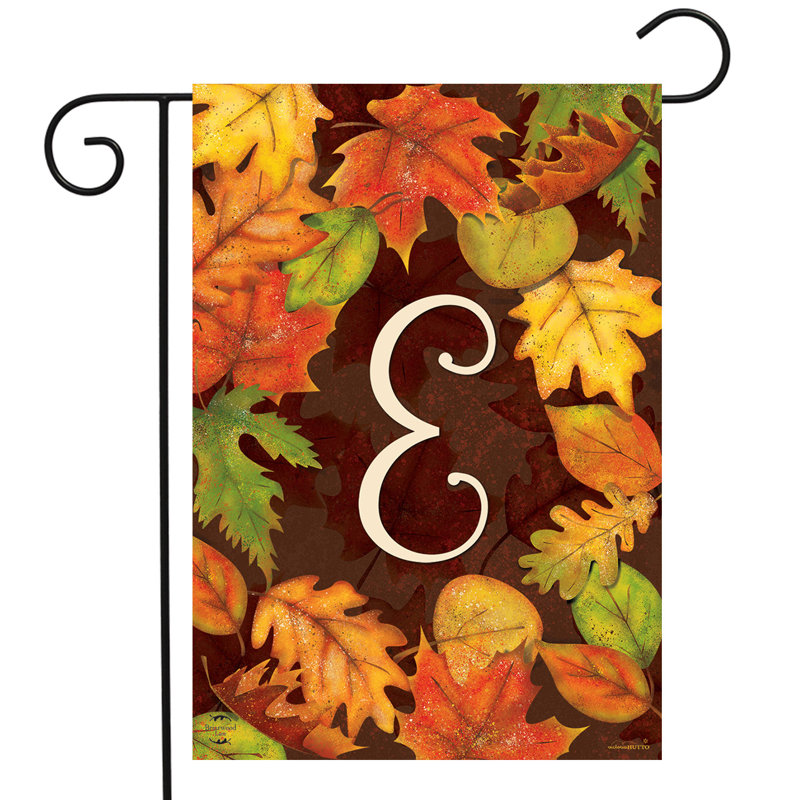 Fall Leaves Monogram Letter E Garden Flag