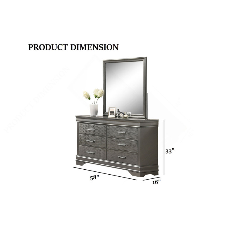 Mobilier de chambre à coucher à 6 tiroirs avec commode moderne en bois