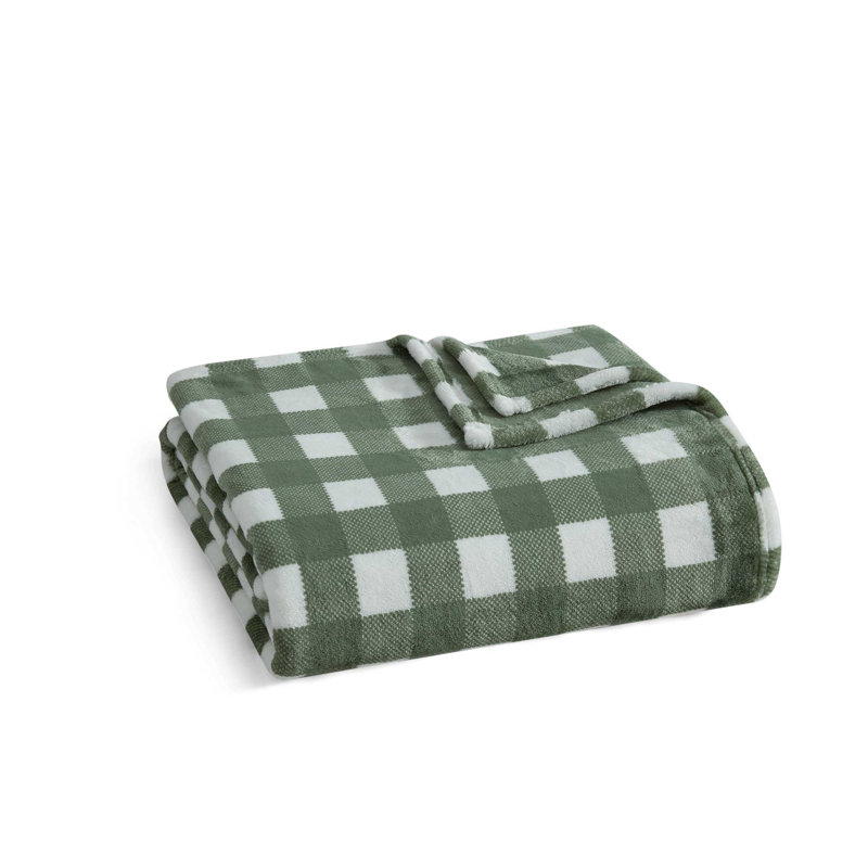 Jeté en peluche vert Martha Martha Madison, Vichy vert Madison 