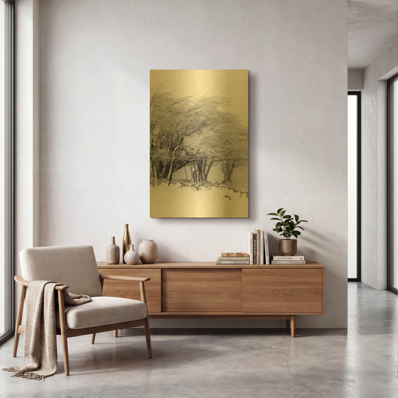 «Winter Storm» par Incado, art mural en métal doré, 24 po x 36 po, 24 po x 36 po