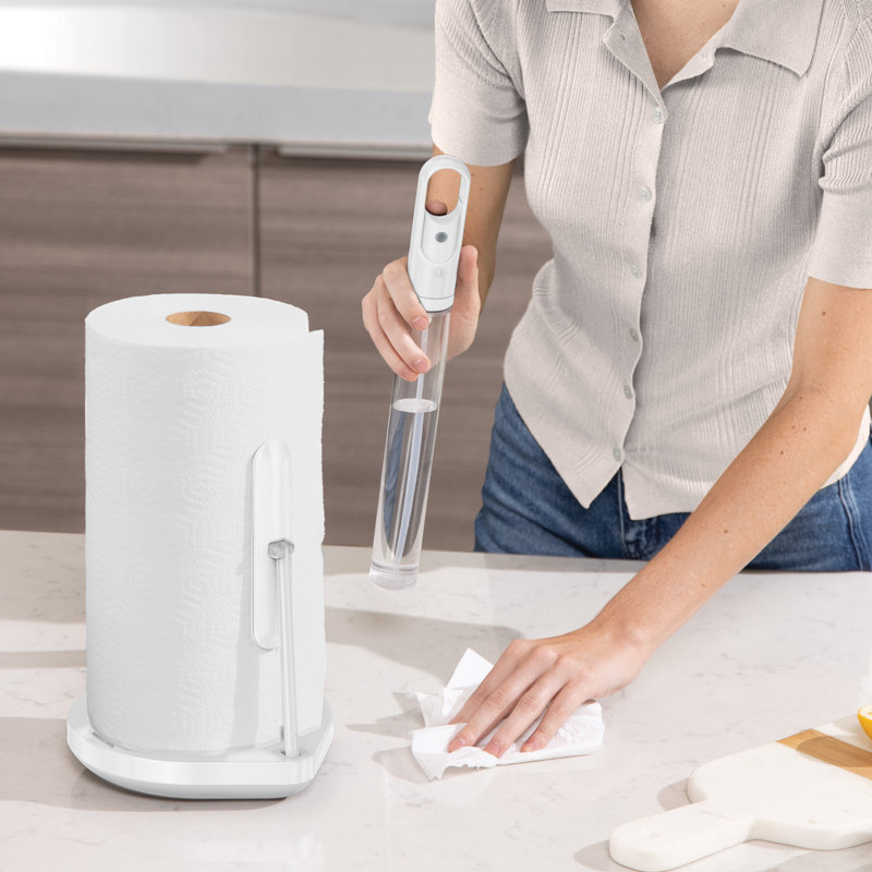 White Stainless Steel Paper Towel Holder with Pump
