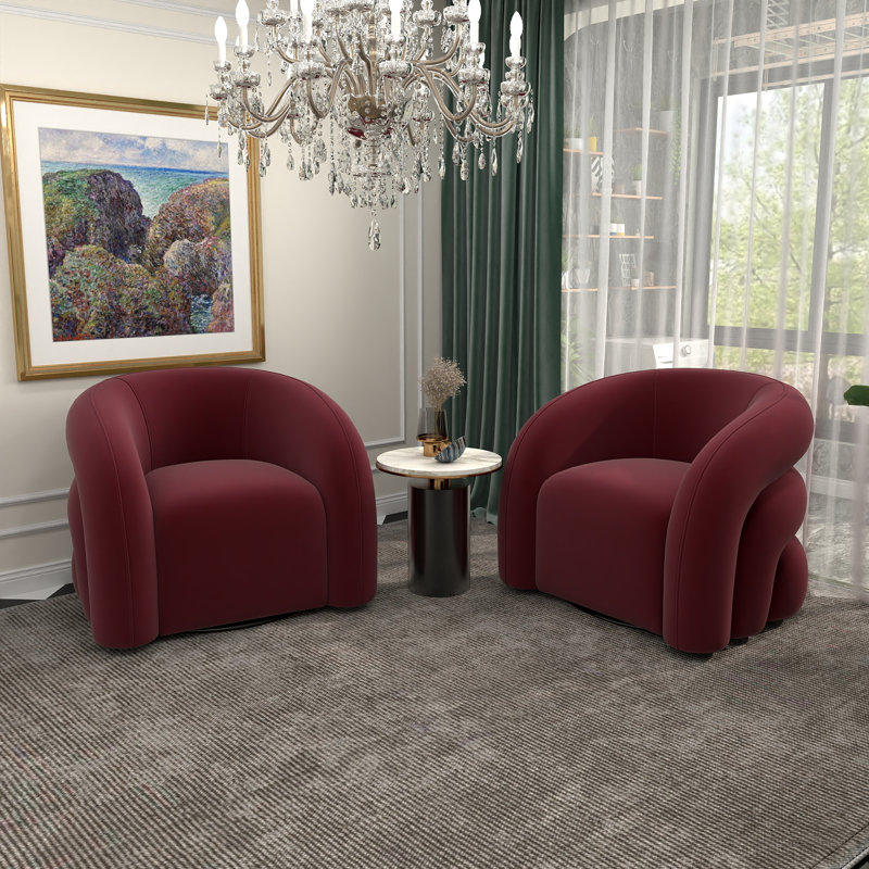 Fauteuil demi-tonneau pivotant de 34,6 po Briggette, Rouge