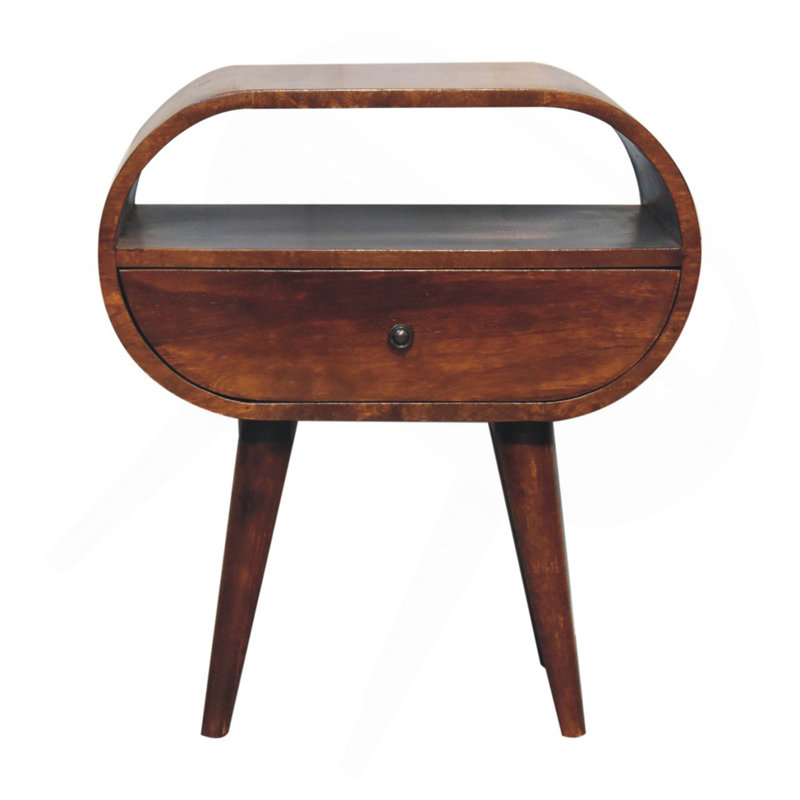 Wood Large Chestnut Circular Open Bedside