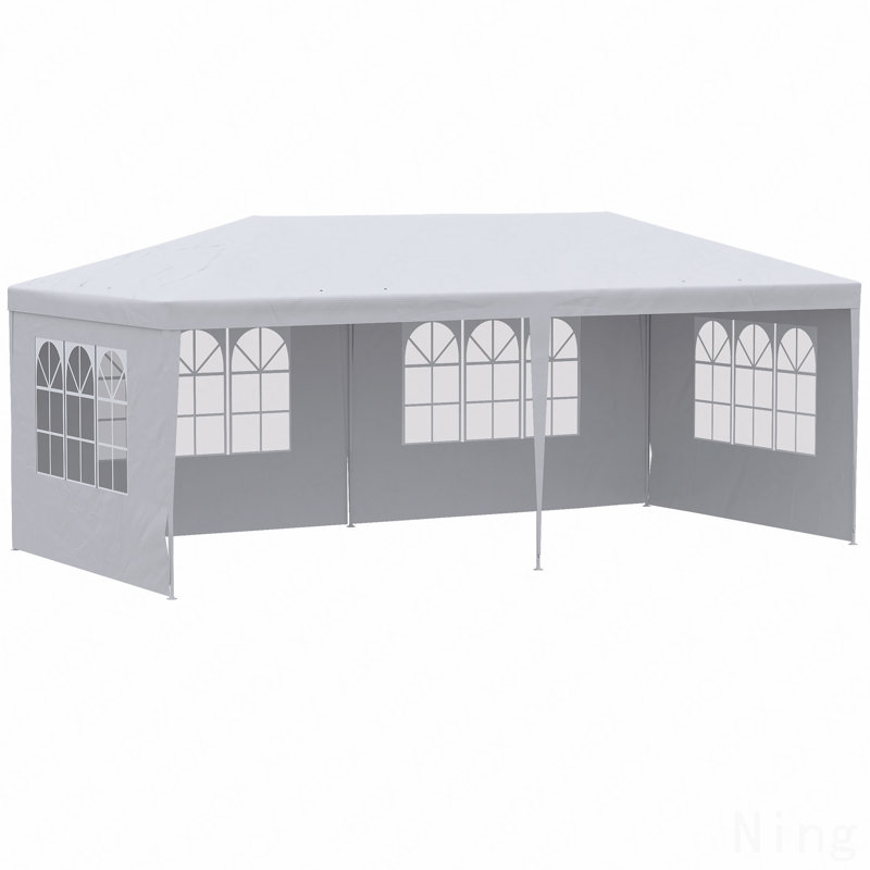Pavillon de jardin 10 pi x 20 pi, pour une utilisation festive avec parois latérales amovibles (blanc)