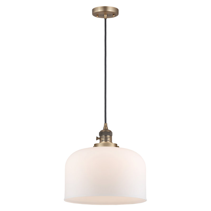 Luminaire suspendu en forme de globe à 1 lumière Analiah, Ampoule non incluse, Laiton brossé, Blanc mat