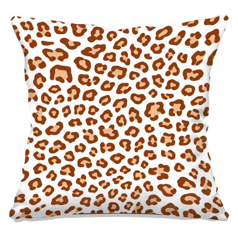 Coussins décoratifs à imprimé léopard, 16 x 16 pouces, Medium Brown White