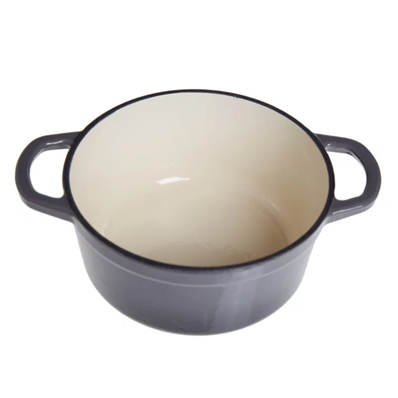 Cocotte en fonte émaillée avec couvercle, 3 pte, gris