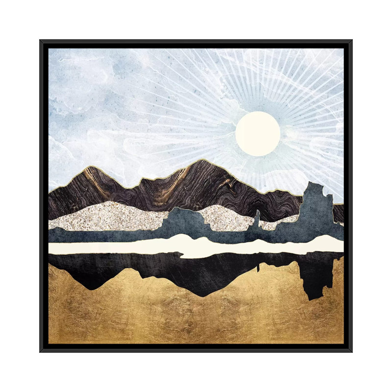 Désert doré - impression d'art graphique, Aucun mat, Toile avec cadre noir, H 37 po x l 37 po x P 1,5 po