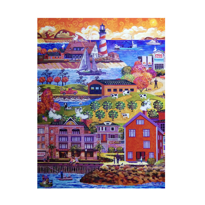 Art mural sur toile tendue - "Pêche avec papa" par Julie Pace Hoff pour décoration de salon, de chambre à coucher ou de bureau - 18 x 24