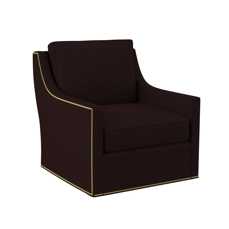 Sonoma Upholstered Swivel Armchair, Margaret Mahogany Polyester Blend, Polished Brass Small