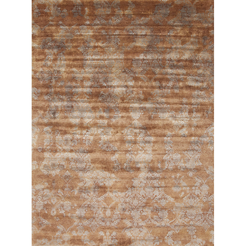 Paradise Damask Area Rug in Orange, Rectangle 8' x 10'