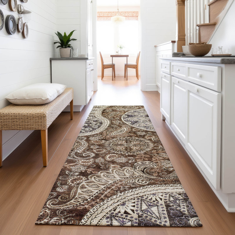 Premium Machine Washable Jamestown AMF1078 Swirl Rug, Runner 2'3" x 7'6"