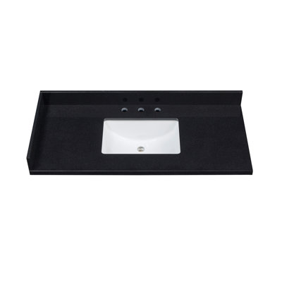 Bravon 49. Comptoir-lavabo en granit noir Galaxy avec lavabo blanc
