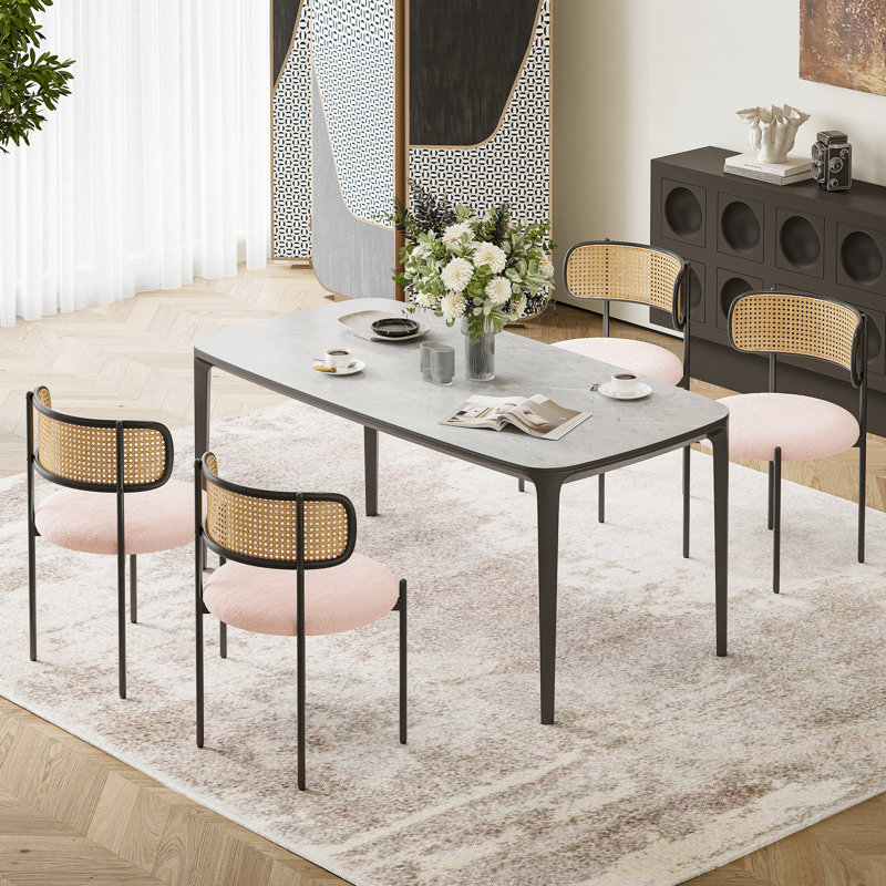 Boucle Fabric Upholstered Side Chair (Set of 4)
