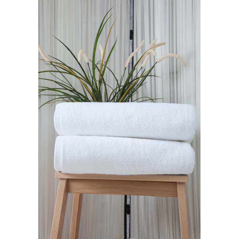 Dinis Luxury Turkish Cotton Bath Sheet Set, White, Bath Towel - 2 Pack