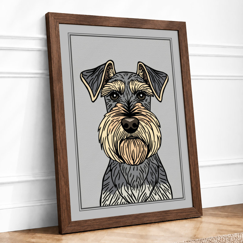Schnauzer Study Modern - Print, Walnut, A1 - 84.1 x 59.4 cm