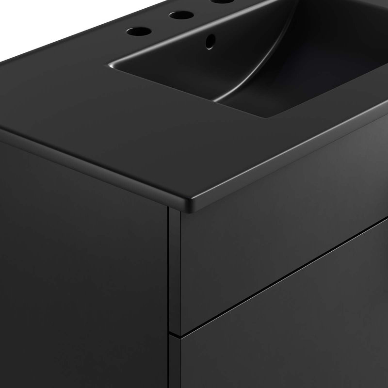Modway Miles 36'' Free Standing Single Bathroom Vanity with Ceramic Top, Black, Black