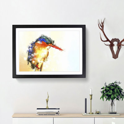 Exquisite Kingfisher Bird in Abstract - Picture Frame Painting Print
