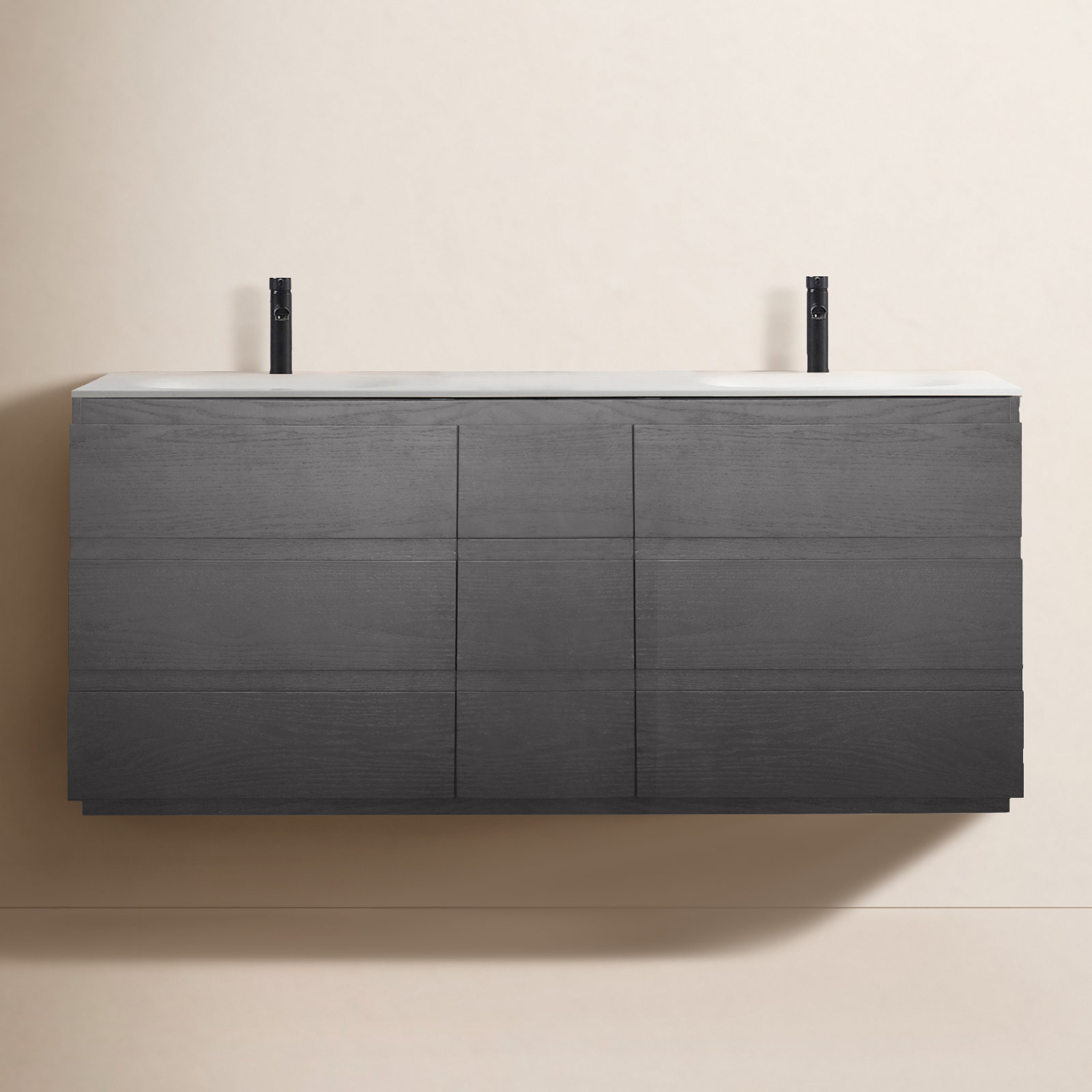 Arla 72" Cedar Double Bathroom Vanity, Charcoal