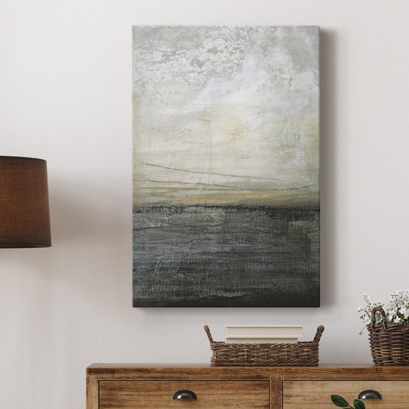 Misty Landscape I, toile tendue avec châssis de qualité supérieure - prête à être accrochée, H 27 po x l 18 po x P 1 po