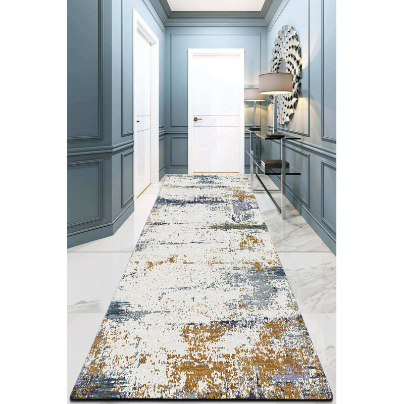 Non-Slip Hall Carpet (3.3 x 9.8 ft), 100% Polyester, 10 mm Pile Height, Antibacterial, Machine Washable | Durable Dot Base, 2.1 lbs/sq yd | Perfect for High-Traffic Areas, Easy Care & Stylish Design