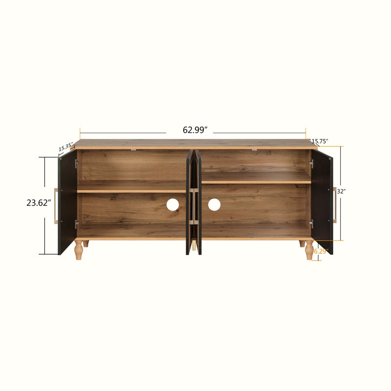 Grande armoire de rangement sculptée à porte fleurie avec poignée en métal convenant au salon et à la cuisine, Brun