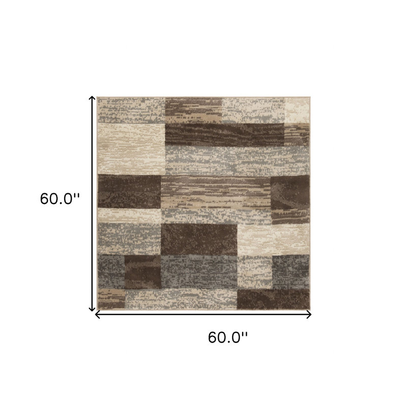 Slate Patchwork Power Loom Stain Resistant Area Rug, Square 5'