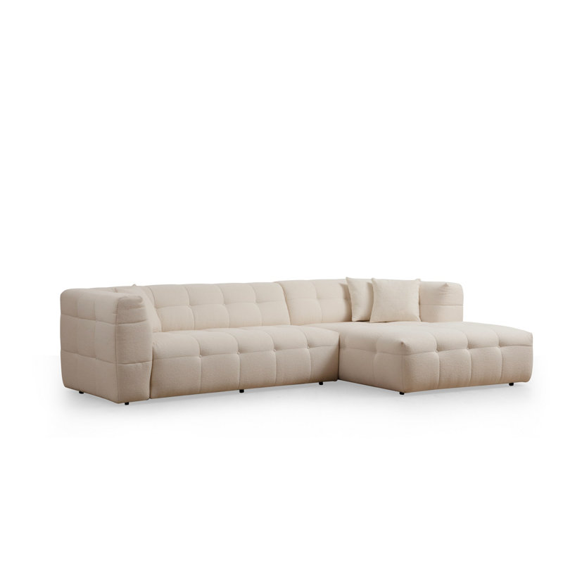 Luxurious Corner Sofa, Beige Fabric, 118 x 59 x 28.3 inches | Beech Wood & Chipboard Frame, 100% Polyester, 28 DNS Foam for Comfort | Fixed Cushions, Dry-Cleanable, Perfect for Living Rooms & Family Spaces