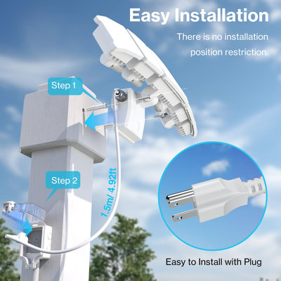 100W Flood Lights Outdoor Plug In, 10000LM LED Security Light, 6500K Exterior Flood Lights With 5 Adjustable Heads, IP65 Waterproof Outdoor LED Safety