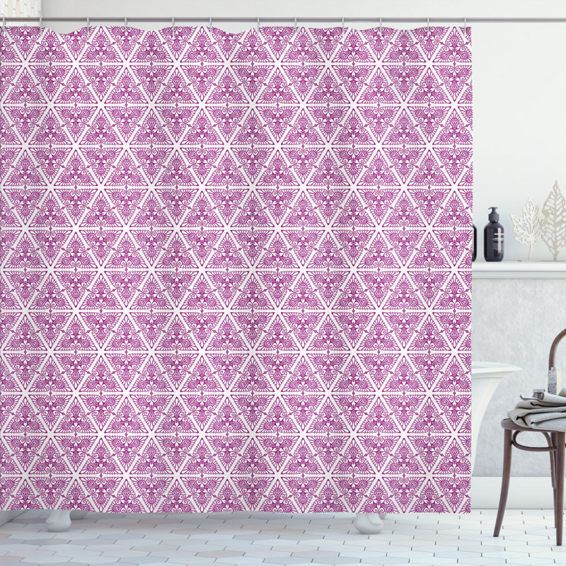 Ensemble de rideau de douche + crochets, H 69 po x l 84 po, Blanc mauve