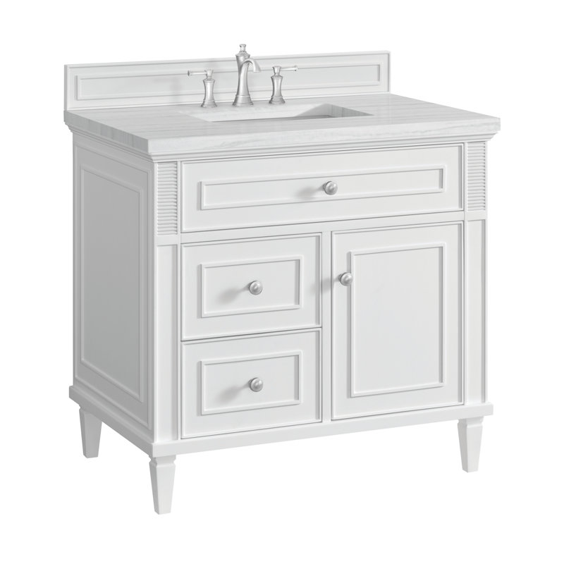 Lorelai 36'' W Single Vanity, White Zeus, Bright White, 8" Widespread