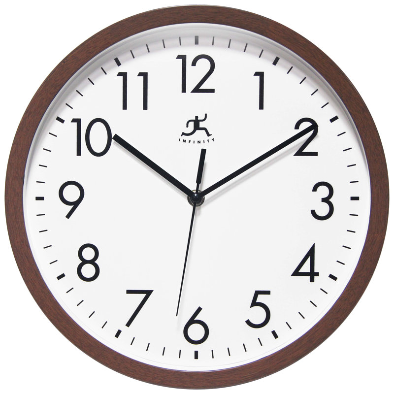 Anupam Round Plastic Wall Clock - Walnut