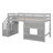 Twin Size Loft Bed With Storage Staircase And Joyful Window In Gray - Wood For A Playful Bedroom Space Strong-1986540201