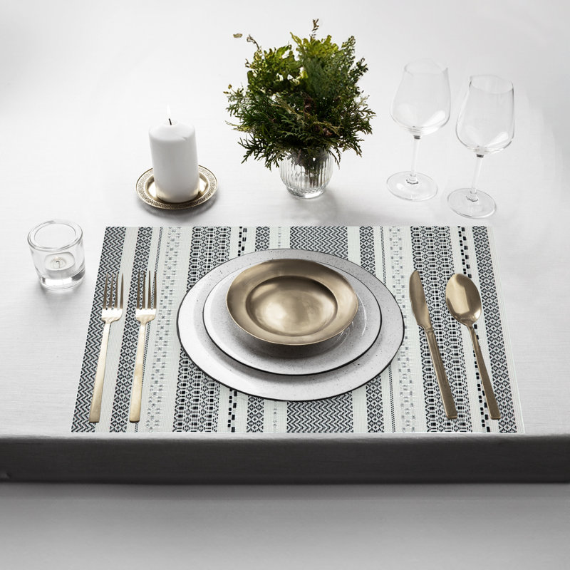 Ensemble de 6 napperons résistants à la chaleur de 12 po x 18 po Placemats, Noir