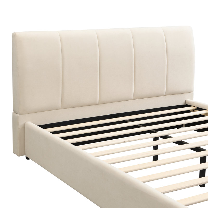 Upholstered Bed Velvet White