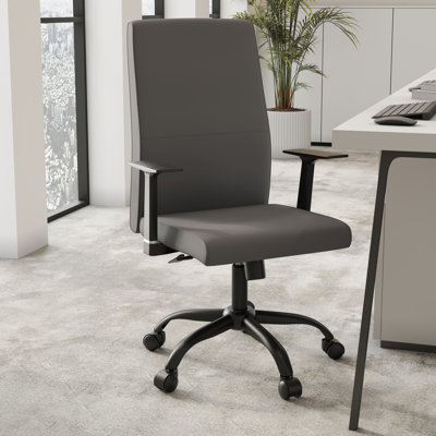 Castalia Leather Executive Chair – Heavy Duty Ergonomic Office Chair with Aluminum Frame & Lumbar Support – High-Back Swivel Desk Chair