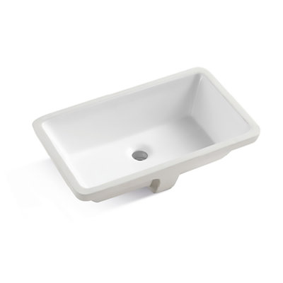 MAXWELL Airand 13.27'' White Ceramic Rectangular Bathroom Sink with Overflow