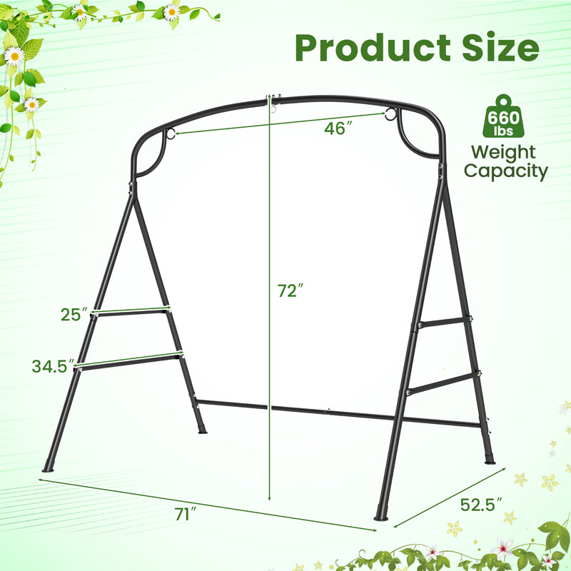 Portique de gymnastique pour balancelle en métal robuste avec 2 anneaux de suspension