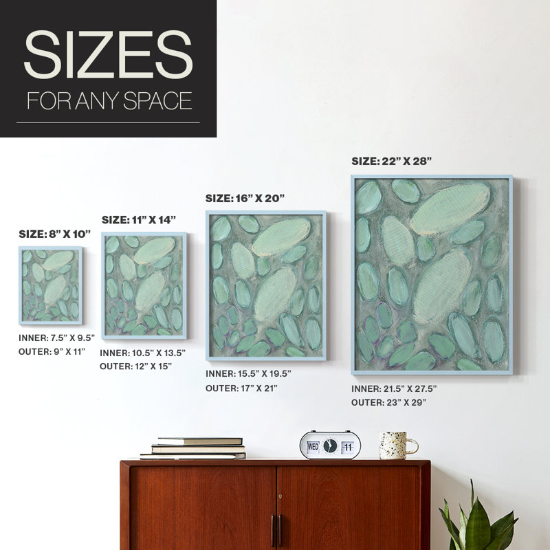 Blue Orbs II Framed Print - Solid Wood, Blue, 10" H x 8" W