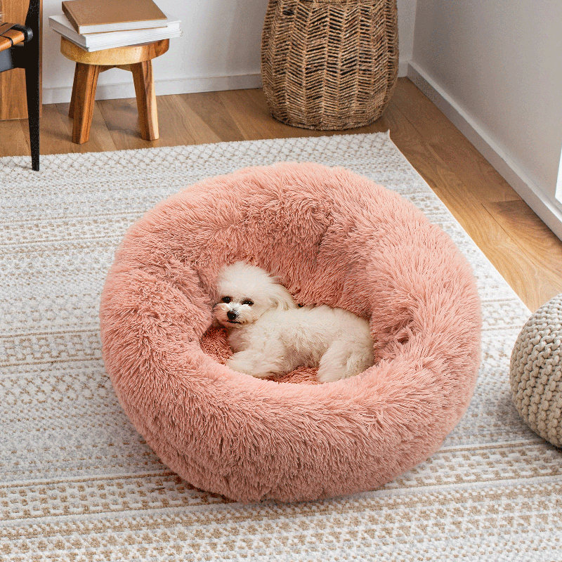 Lit pour chien Donut, lit douillet, douillet, chaud, moelleux, rond et moelleux pour animal de compagnie, lavable à la machine