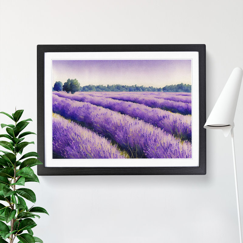 Lavender Field Watercolour Vol.1 - Framed Print, Black Framed, 25cm H x 34cm W x 2cm D
