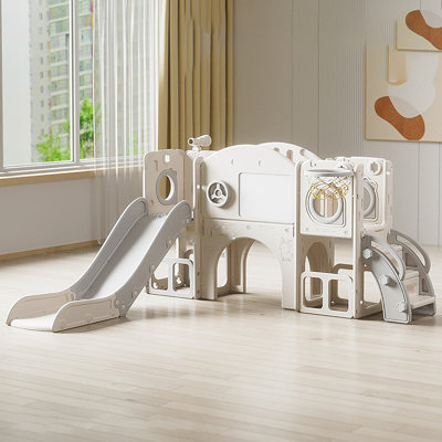 10 In 1 Kids Slide, Toddler Slide with Climber Outdoor Indoor Playset