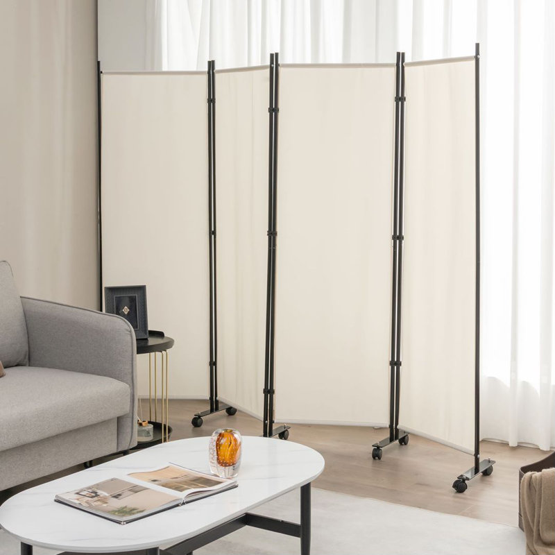 Gettysburg Folding Room Divider, 172cm H x 224cm W x 30cm D, White, 4