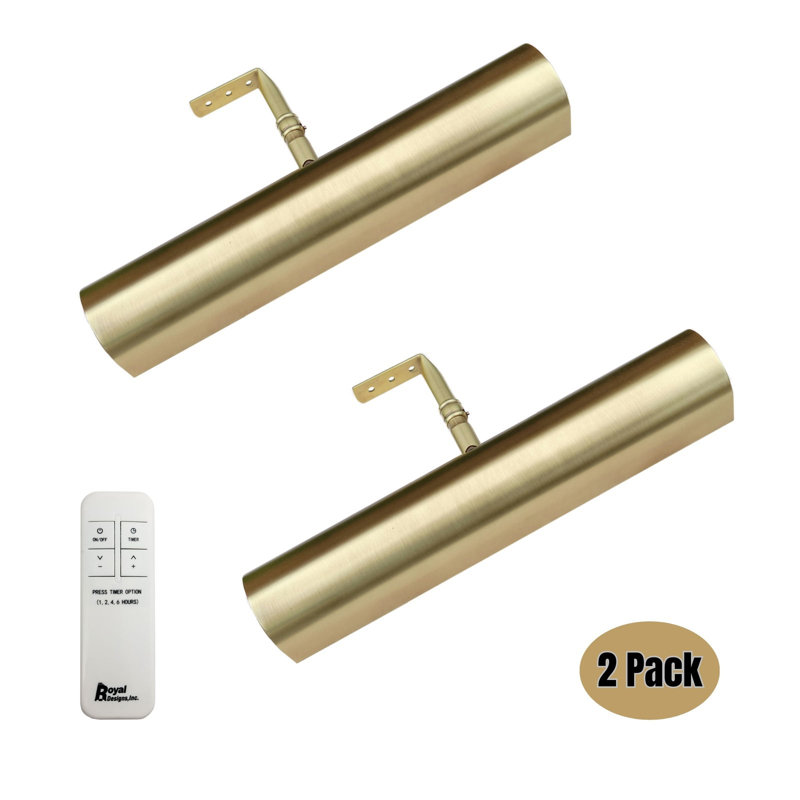 10.75'' Dimmable LED Wall Mounted Picture Light with Remote, Brushed Satin Brass