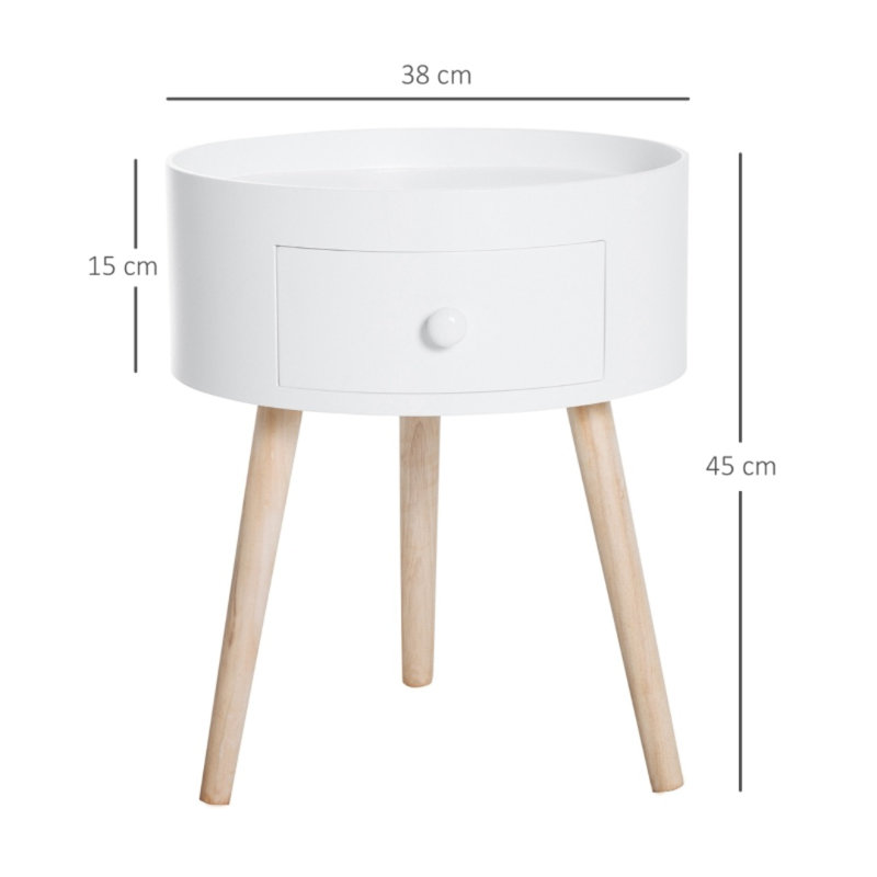 38cm W Engineered Wood Bedside Table