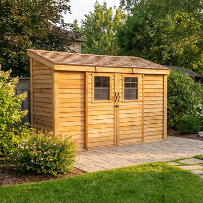 12 ft. W x 4 ft. D Sliding Door Cedar Wood Storage Shed