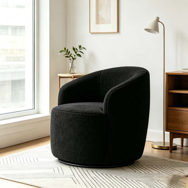 Fauteuil demi-tonneau avec fauteuil Teddy, Noir