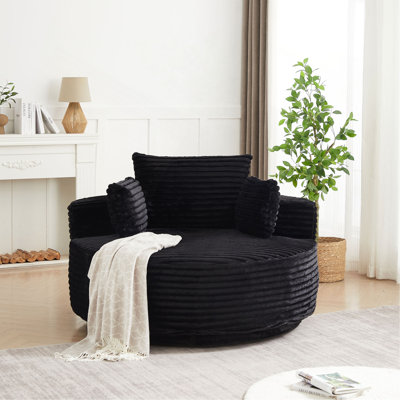 Chaise pivotante simple en mousse de velours côtelé de 55 po L, canapé moderne moelleux, chaise pivotante à 360 degrés pour le salon, la chambre à coucher, le salon et la salle de projection