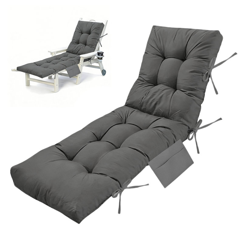 Chaise Lounge Chair Cushion Outdoor,67x22x4 In Waterproof Seat Cushions For Patio Furniture, Thick Long Lounge Cushion,with Straps, Bag, For Lawn Pool Wicker Couch Loveseat